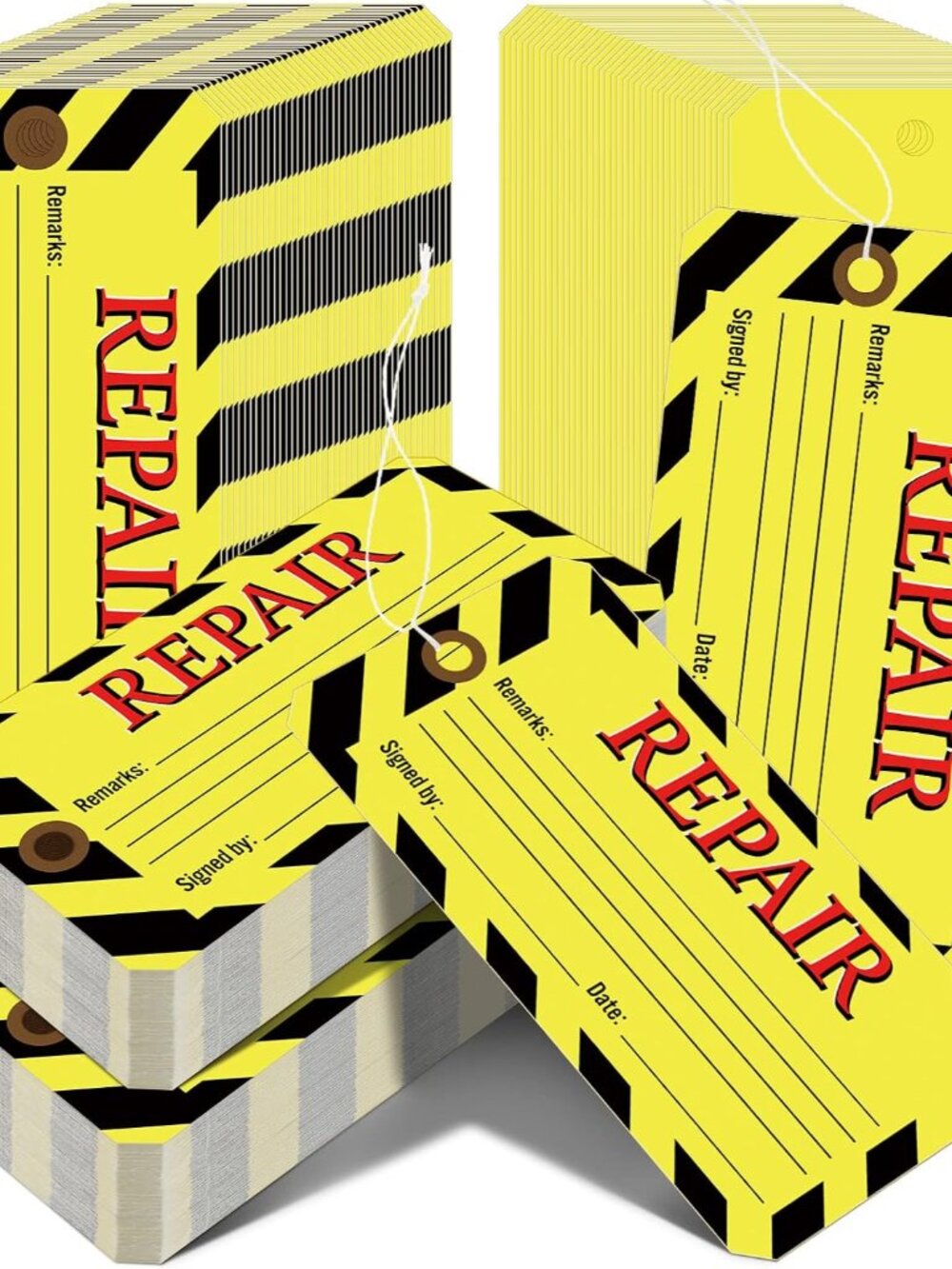 240 Pack Yellow Repair Tags with Wire for Quality Control